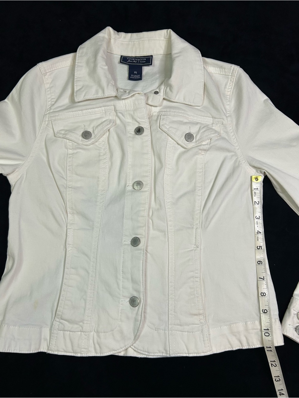 Charter Club White Denim Button-Up Jacket